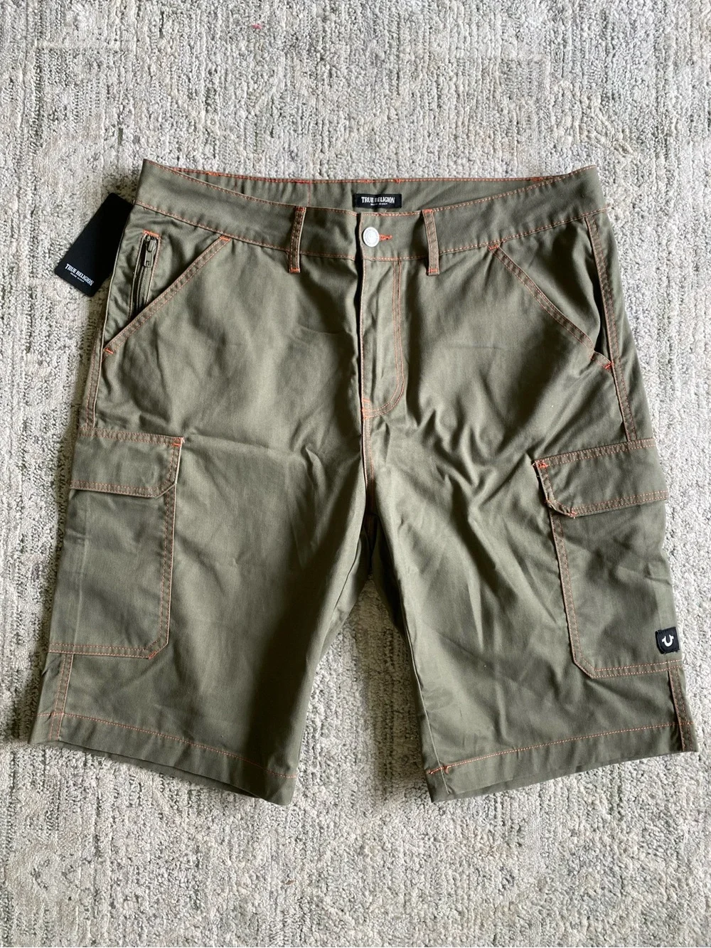 NEW True religion men's green cargo shorts 108056R7 Size 38